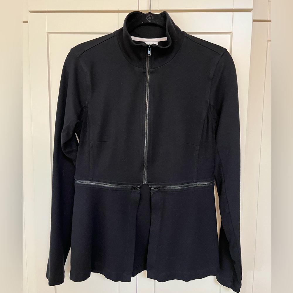 CAbi Black Relax Zip-Off Peplum Jacket ~ small